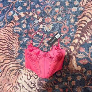 White Fox Boutique Vibrant Pink Satin Top